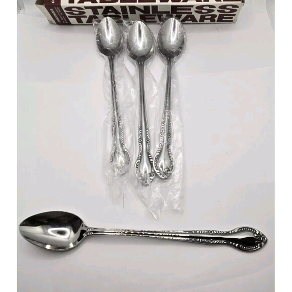 Columbia Stainless Steel Japan Flatware Beaded BNIB set of 4 - Picture 2 of 9